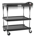 image of Metro MY2030-34BL-PL 3 Shelf Black Polymer Utility Cart w/ 400 lb Capacity