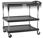 image of Metro MY2636-35BL-PL Mycart Plus Series 3 Shelf Black Polymer Utility Cart w/ 400 lb Capacity