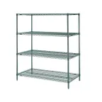 image of Metro N336K3 Super Erecta 4-Shelf Wire Shelving Starter Unit, Green Epoxy - 18" x 36" x 63"