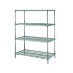 image of Metro N416K3 Super Erecta 4-Shelf Wire Shelving Starter Unit, Green Epoxy - 21" x 24" x 63"
