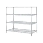 image of Metro N466BR Super Erecta 4-Shelf Wire Stationary Shelving Starter Unit, Brite - 21" x 60" x 63"