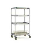 image of Metro PR36VX3-XDR MetroMax i Mobile Drying Rack with 2 Drop-Ins, 1 Tray Rack, One Bulk Shelf and Drip Tray, 26" x 38" x 68"