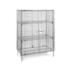 image of Metro SEC66S Super Erecta Stainless Steel Stationary Wire Security Cabinet, 33.5" x 62.5" x 66.8"