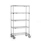 image of Metro SEZ-183668C-MU-41 Super Erecta® 5-Shelf Wire Shelving Stem Caster Cart, Chrome - 36" x 18" x 68"