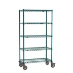 image of Metro SEZ-183668K3-MP-41 Super Erecta® 5-Shelf Wire Shelving Stem Caster Cart, Metroseal Green - 36" x 18" x 68"