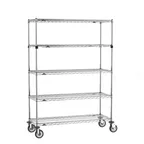image of Metro SEZ-184868C-MU-41 Super Erecta® 5-Shelf Wire Shelving Stem Caster Cart, Chrome - 48" x 18" x 68"