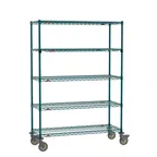 image of Metro SEZ-184868K3-MP-41 Super Erecta 5-Shelf Wire Shelving Stem Caster Cart, Metroseal Green - 48" x 18" x 68"