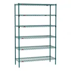 image of Metro SEZ-184874K3-S-42 Super Erecta 6-Shelf Wire Shelving Starter Unit, Metroseal 3 - 18" x 48" x 74"