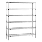 image of Metro SEZ-186074C-S-42 Super Erecta 6-Shelf Wire Shelving Starter Unit, Chrome - 18" x 60" x 74"