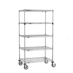 image of Metro SEZ-243668C-MU-41 Super Erecta 5-Shelf Wire Shelving Stem Caster Cart, Chrome - 36" x 24" x 68"