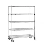 image of Metro SEZ-244868C-MU-41 Super Erecta 5-Shelf Wire Shelving Stem Caster Cart, Chrome - 48" x 24" x 68"