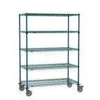 image of Metro SEZ-244868K3-MP-41 Super Erecta 5-Shelf Wire Shelving Stem Caster Cart, Metroseal Green - 48" x 24" x 68"