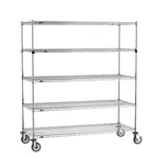 image of Metro SEZ-246068C-MU-41 Super Erecta 5-Shelf Wire Shelving Stem Caster Cart, Chrome - 60" x 24" x 68"