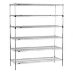 image of Metro SEZ-246074C-S-42 Super Erecta 6-Shelf  Wire Shelving Starter Unit, Chrome - 24" x 60" x 74"