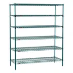 image of Metro SEZ-246074K3-S-42 Super Erecta 6-Shelf Wire Shelving Starter Unit, Metroseal 3 - 24" x 60" x 74"