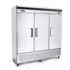 image of Migali C-3FB-HC 81.9" 3-Solid Door Reach-In Freezer, Bottom Mount, 68 cu. ft., Stainless Steel