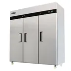 image of Migali C-3R-HC 77" 3-Section Reach-In Refrigerator w/ 3 Solid Doors, Top Mount, 65 cu. ft.