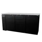 image of Migali C-BB72-HC 72" Three Section Back Bar Cooler with Solid Door, 19.6 cu. ft.