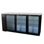 image of Migali C-BB72G-HC 72" Three Section Back Bar Cooler with Glass Door, 19.6 cu. ft.