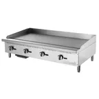 image of Migali C-G48 48" Countertop Manual Gas Griddle w/ 3/4" Smooth Steel Plate, 120.000 BTU