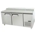 image of Migali C-PP67-HC 67" 2-Section Refrigerated Pizza Prep Table w/ 2 Doors, (9) 1/3 Size Pans
