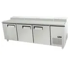 image of Migali C-PP93-HC 93" 3-Section Refrigerated Pizza Prep Table w/ 3 Doors, (12) 1/3 Size Pans