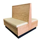 image of MKLD 36-WB-PS-D Double Plain Back Restaurant Booth, 48L x 36H, Wood Back, Upholstered Seat, Red Oak Frame