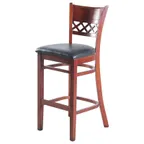 image of MKLD A6230-BS V Barstool – Wood Criss‑Cross Back, Veneer Seat, Beechwood Frame, Armless, Plastic Glide Legs