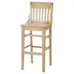 image of MKLD A6234-BS Barstool - 6-Slat Wood Back, Solid Wood Seat, Beechwood Frame, Footrest, Plastic Glides