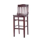 image of MKLD A6235-BS SOLID Schoolhouse Barstool – Slat Back, Solid Wood Seat, Beechwood Frame, Armless, Footrest