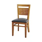image of MKLD A6259 BV Indoor Side Chair with Wood Back and Upholstered Seat, Black Vinyl, Beechwood Frame