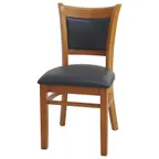 image of MKLD A6279 BV Indoor Side Chair with Upholstered Back and Seat, Black Vinyl, Beechwood Frame