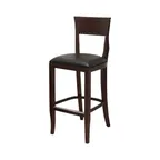 image of MKLD A6790-BS BV Barstool – Wood Cut‑Out Back, Upholstered Black Vinyl Seat, Beechwood Frame, Plastic Glides