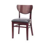 image of MKLD A6852 BV Indoor Side Chair with Solid Wood Back and Upholstered Seat, Black Vinyl