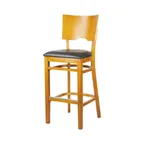 image of MKLD A6854-BS BV Barstool with Solid Wood Back and Upholstered Seat, Black Vinyl, Beechwood Frame