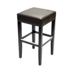 image of MKLD ABS002 - Backless Bar Stool, Square Vinyl Seat, Beechwood Frame, Footrest, Plastic Glides