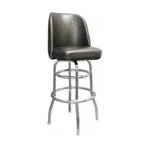 image of MKLD AM6303 Swivel Bar Stool, Black Vinyl Bucket Seat, Double Chrome, 18ga Steel Tubing, Armless Plain Back
