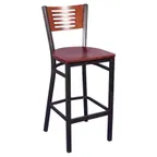 image of MKLD AM836C-BS V Barstool – Wood Cut‑Out Back, Veneer Seat, 16‑Gauge Steel Frame, Black Powder Coat, Footrest