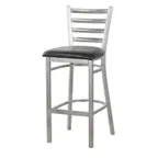 image of MKLD AM841-SILVER-BS SOLID Barstool with Ladder Back and Solid Wood Seat, Silver Powder Coat Finish,16 Gauge Steel Frame