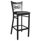 image of MKLD AM843-BS V Barstool – CrissCross Back, Veneer Seat, Black Powder Coat, 16-Gauge Steel Frame, Footrest