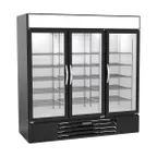 image of Beverage Air MMF72HC-5-B 75" 3 Glass Door Merchandiser Freezer in Black, 68.5 cu. ft.