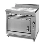 image of Montague Company 136-9E 36" Gas Heavy Duty Range w/ (3) Even Heat Hot Tops, Standard Oven. 100.000 BTU