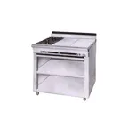 image of Montague Company 36-10E Gas Heavy Duty Range w/ (2) Open Burners, (2) Even Heat Hot Tops, Open Cabinet Base, 100.000 BTU