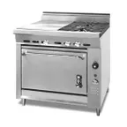 image of Montague Company 36-11E 36" Gas Heavy Duty Range w/ (2) Open Burners, (1) Hot Top, Open Cabinet Base, 100.000 BTU