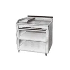 image of Montague Company 36-1G Gas 36" Heavy Duty Range w/ 12" Griddle, (2) Gradient Heat Hot Tops, Open Cabinet Base, 52.000 BTU