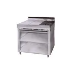 image of Montague Company 36-3E 36" Gas Heavy Duty Range w/ (2) Open Burners, (2) Even Heat Hot Tops, Open Cabinet Base, 100.000 BTU