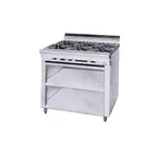 image of Montague Company 36-5 36" Gas Heavy Duty Range w/ (6) Open Burners,Open Cabinet Base, 180.000 BTU