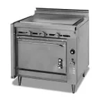 image of Montague Company 36-8PL 36" Gas Heavy Duty Range w/ 36" Full Plancha Griddle, Open Cabinet Base, 45.000 BTU