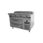 image of Montague Company C48-5F/RB48-SCR 48" Gas Heavy Duty Range w/ (4) Open Burners, Self-Contained Refrigerated Drawer, 120.000 BTU
