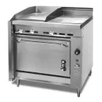 image of Montague Company M36-12E 36" Gas Heavy Duty Rang w/ 18" Griddle, (1) Even Heat Hot Top, Modular Stand Base, 70.000 BTU